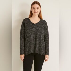 Wilfred Free Heathered Black Long Sleeve V-Neck Top - Size S